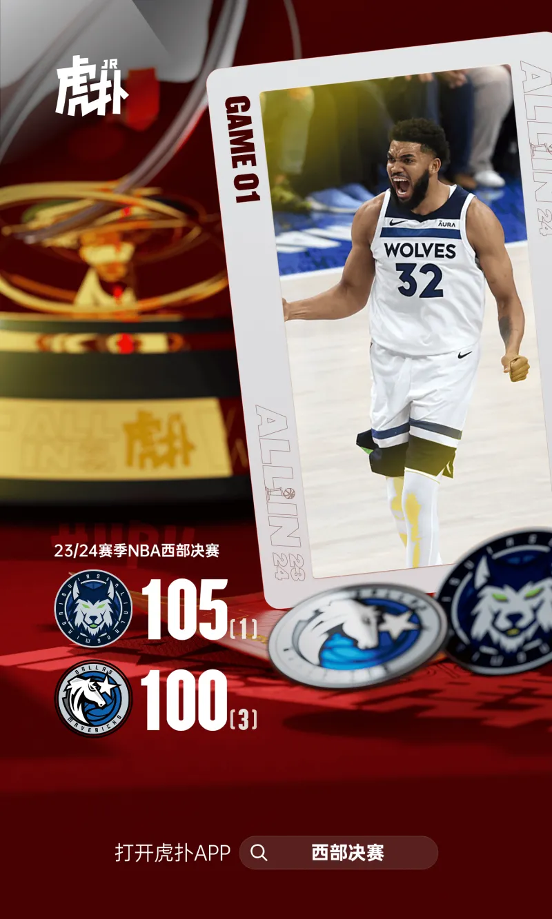 还没完呢！森林狼队客场击败小牛队 系列赛战成1-3平